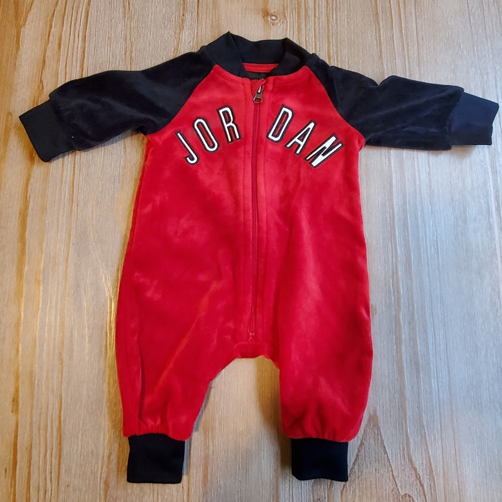 Jordan velour one piece newborn jumpsuit